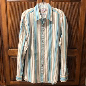 Robert Graham Embroidered Blue Shirt XXL 2XL